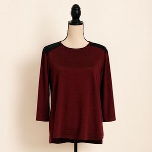 Architect Maroon Blouse with Black Lace Detail | Size MP
